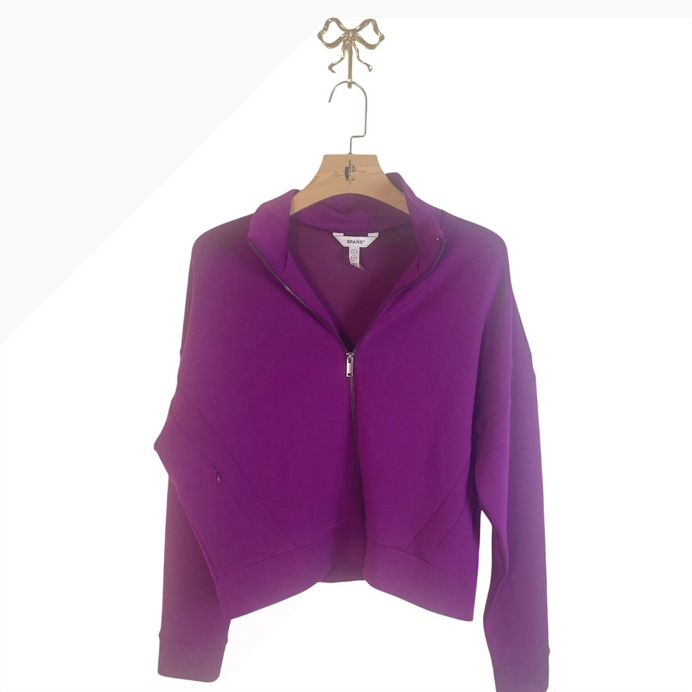 Spanx AirEssentials Full Zip Jacket Snapdragon Purple Large 21642R